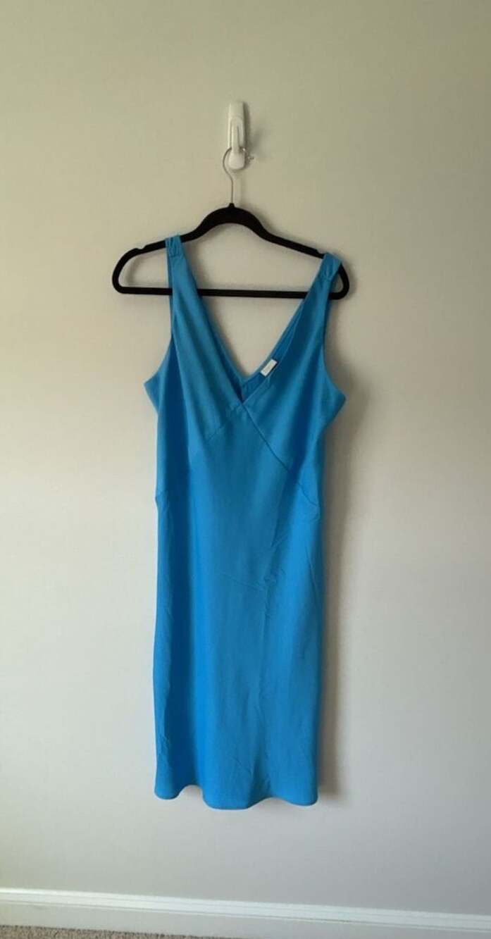 A New Day Blue V-Neck Slip Dress Size L